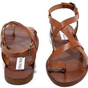 Steve Madden Agathist Cognac Leather Sandals